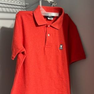 Psycho Bunny red orange  Polo Shirt 100% Cotton Men's Size 4  Short Sleeve